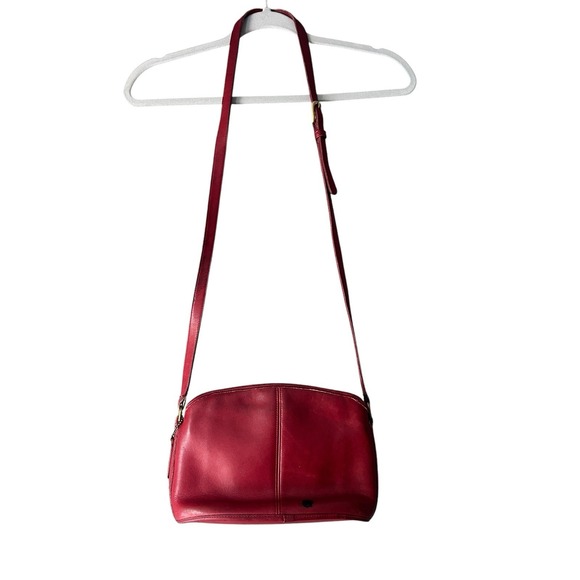 COACH 9976 Vintage Old Red Leather Hobo Shoulder Bag USA Money Western 90's Med - Picture 7 of 16